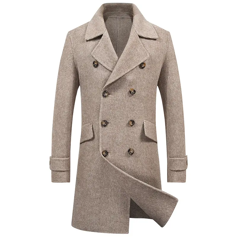 Double-breasted Mid-length Woolen Coat