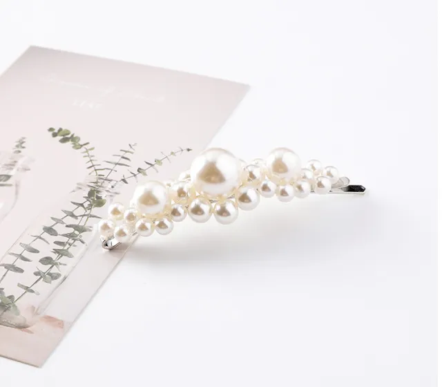 Pearl flower hairpin retro word clip bangs clip B6202 B Three Flowers - Shop at LoveMi