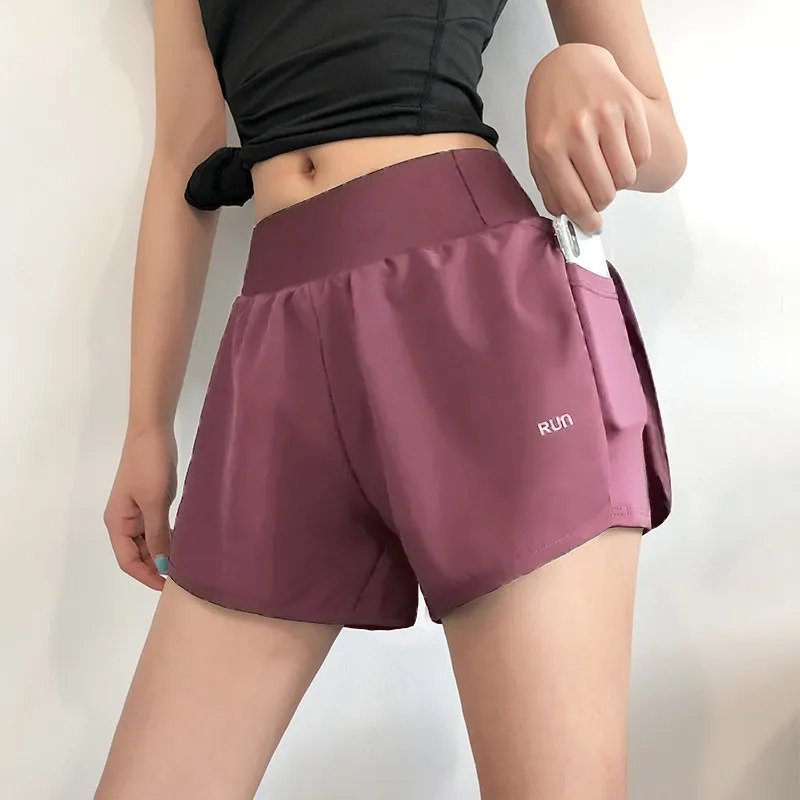 Women's sports shorts anti-empty fitness pants - Red