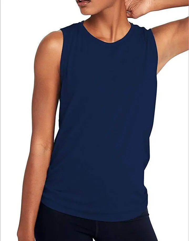Sports fitness yoga vest basic sleeveless thin blouse - Navy Blue