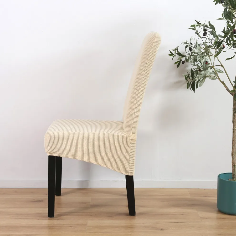 Large slanting knit padded chair cover - White