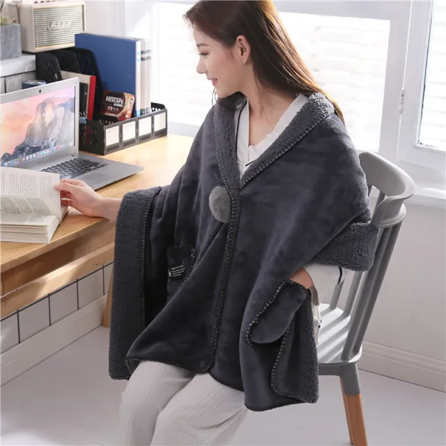 Winter office warm multifunctional Cape blanket Cape Grey - Shop at LoveMi