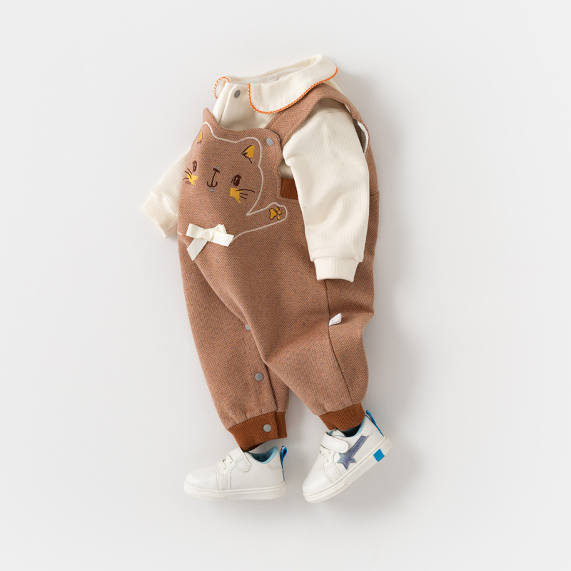 Girls double-layer bib suit
