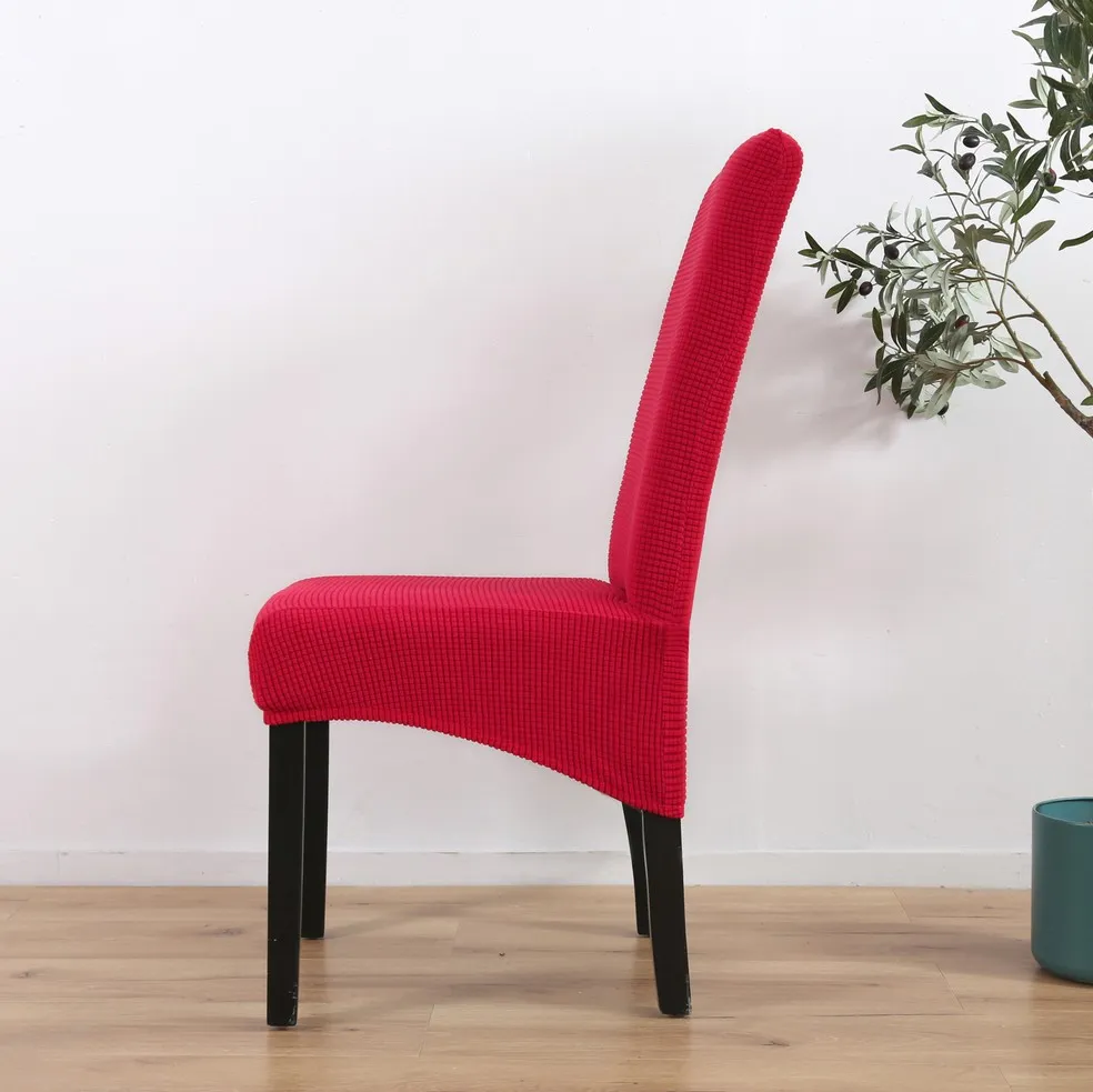 Large slanting knit padded chair cover - Red