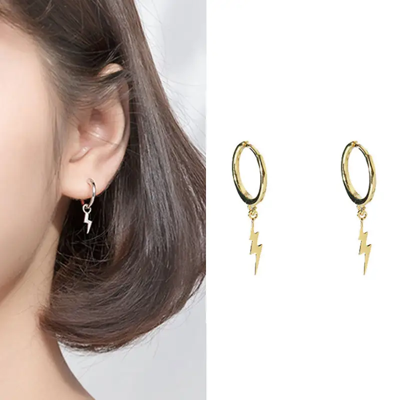 Lightning earrings female sterling silver tide earring