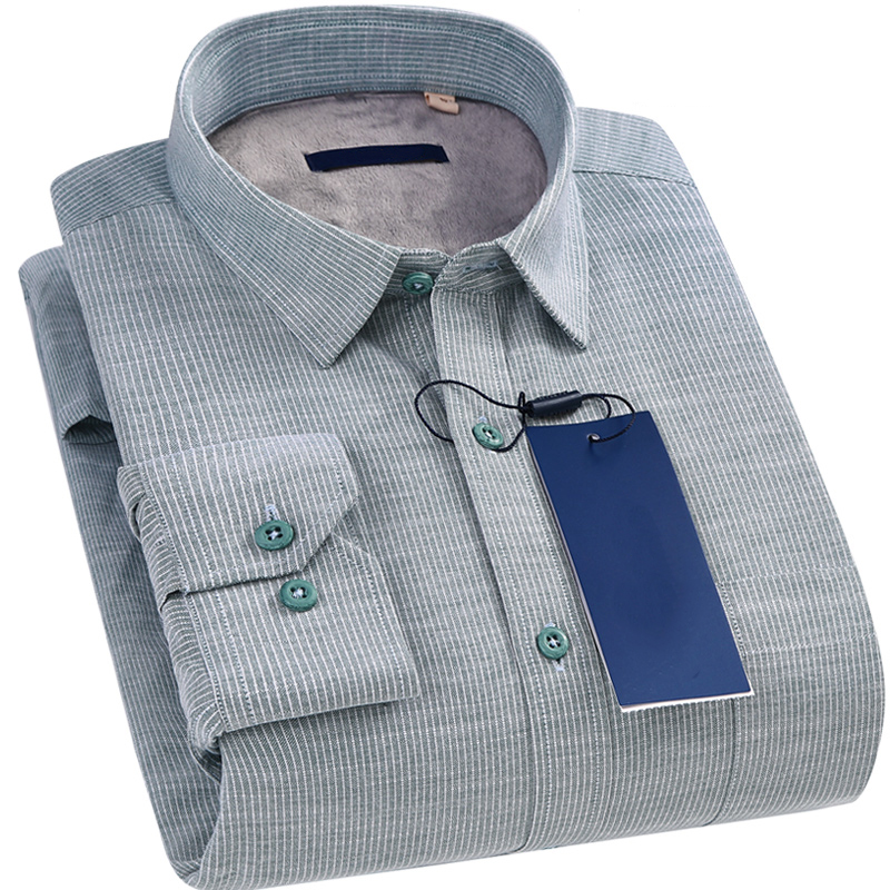 Men's warm shirt plus velvet thick winter business casual wear