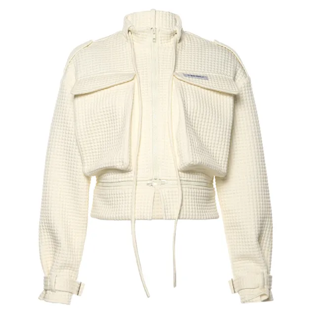 Fashionable design loose zipper short jacket Beige - Shop at LoveMi