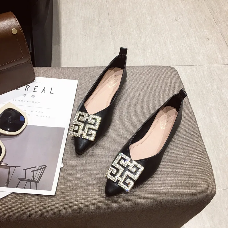Spring women's shoes pump flats - Black