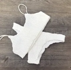 Swimsuit sexy pleated triangle bikini - White - View 1
