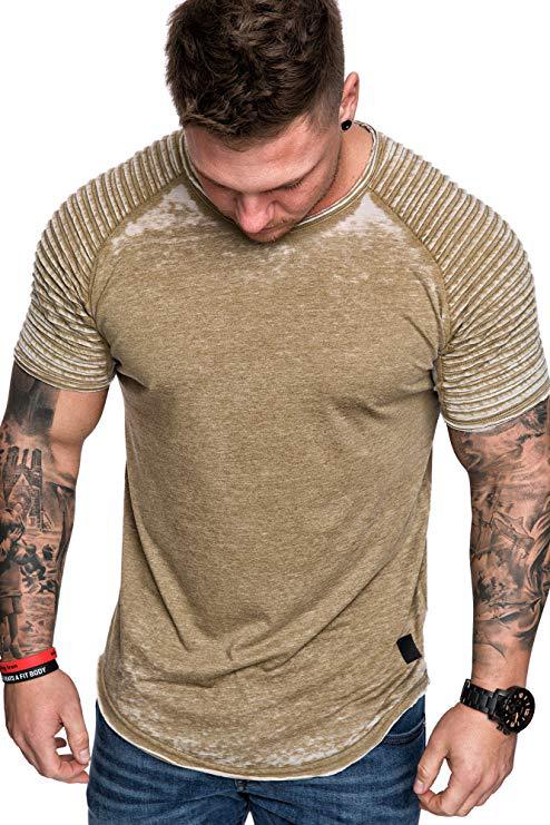 Men's casual wrinkled solid color T-shirt casual
