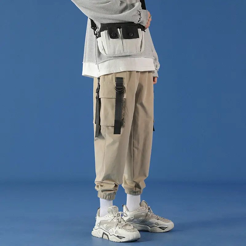 Overalls men's autumn tie-foot radish pants streamer pocket