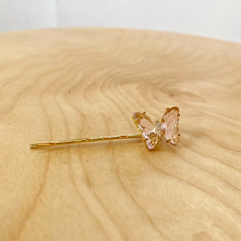 Autumn and winter new style Elf jelly butterfly one word clip hairpin - Pink