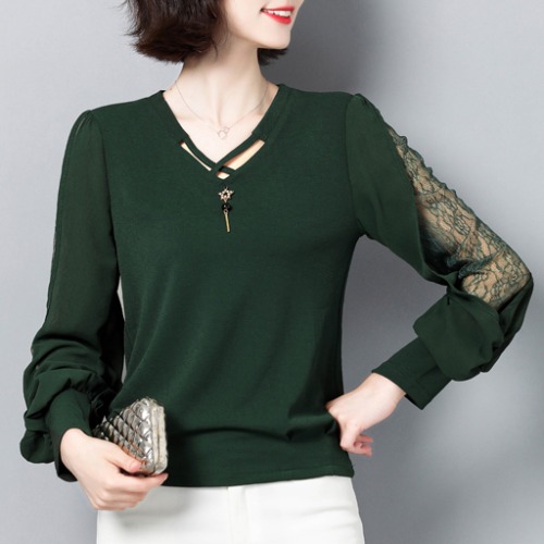 Chiffon women's fashion western style small shirt autumn shirt