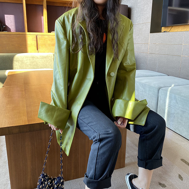 Web celebrity new autumn winter leather coat female