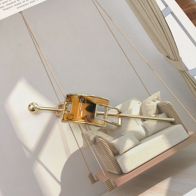 Geometric women's alloy hairpin Rectangle Dead Yellow - Shop at LoveMi