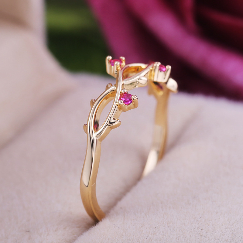 Simple and versatile personality index finger branch zircon ring