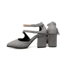 Oversize sandals with chunky heel - Grey - View 1