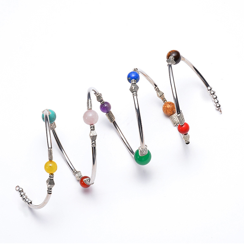 Handmade multi-turn winding bracelet natural stone