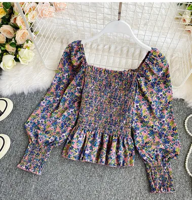 Snow spins unlined upper garment Pink Blue Flowers - Shop at LoveMi
