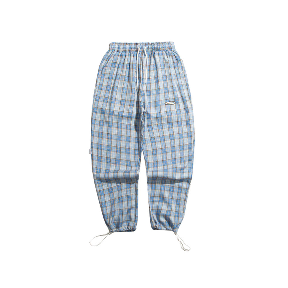 Plaid print bouquet foot trousers