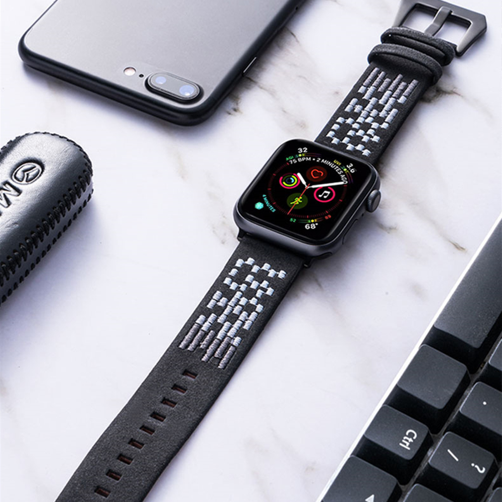 Braided nubuck leather watch strap universal