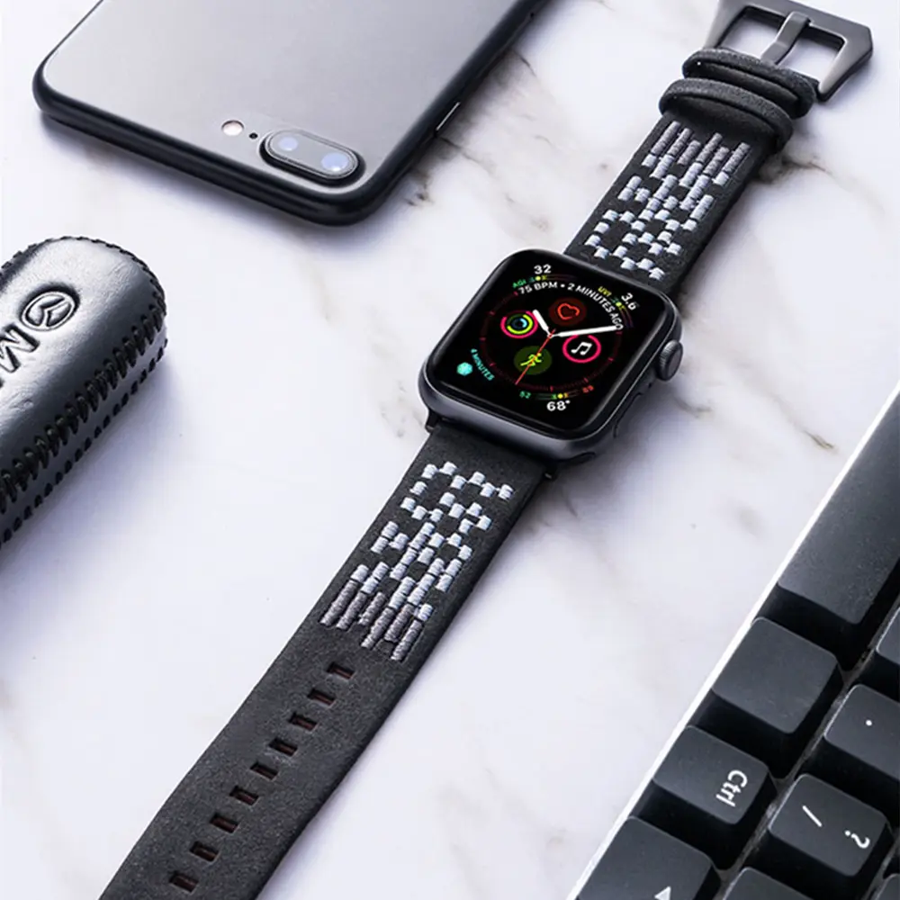 Braided nubuck leather watch strap universal