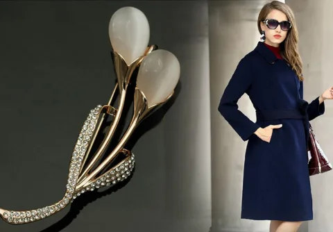 Fashion Opal Stone Tulip Brooch Pin Elegant Jewelry Flower