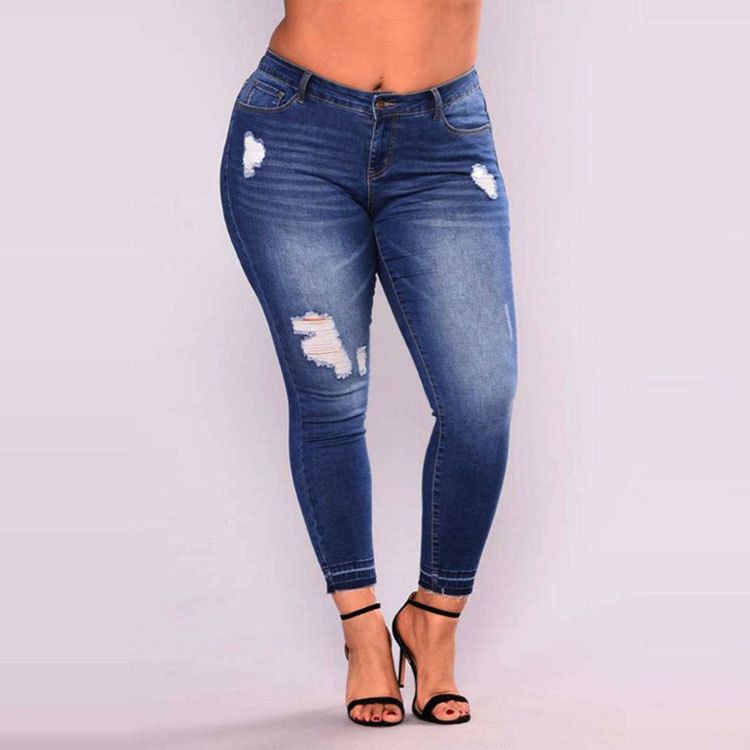 Holes to increase high stretch denim pants