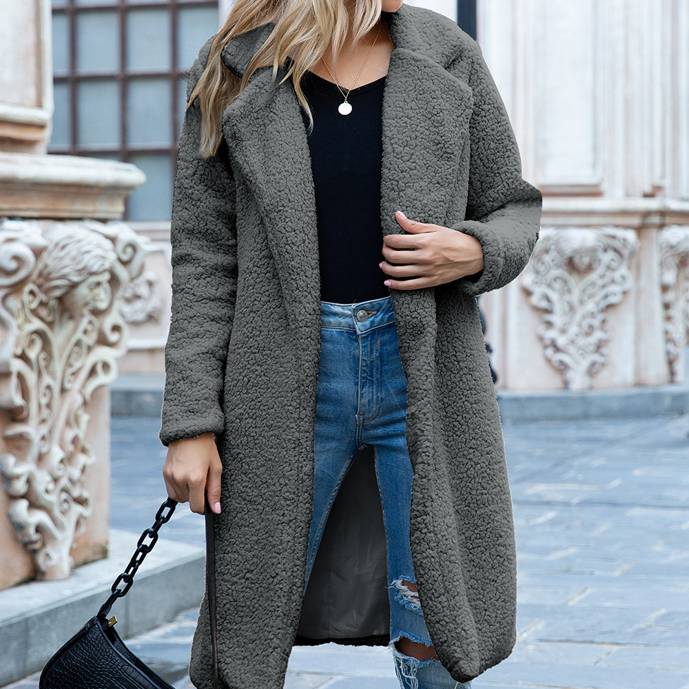 Women's cardigan lamb wool coat
