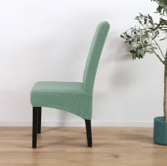 Large slanting knit padded chair cover - Lake Green - View 1