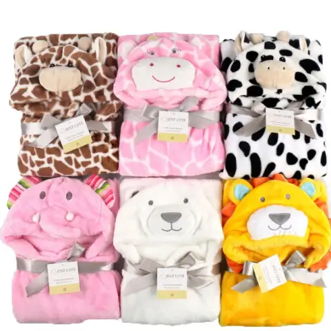 Baby Fleece Bath Towel Hooded Towels Bathrobe