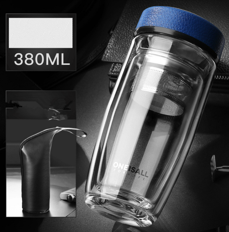 Transparent thickened insulated filter tea cup