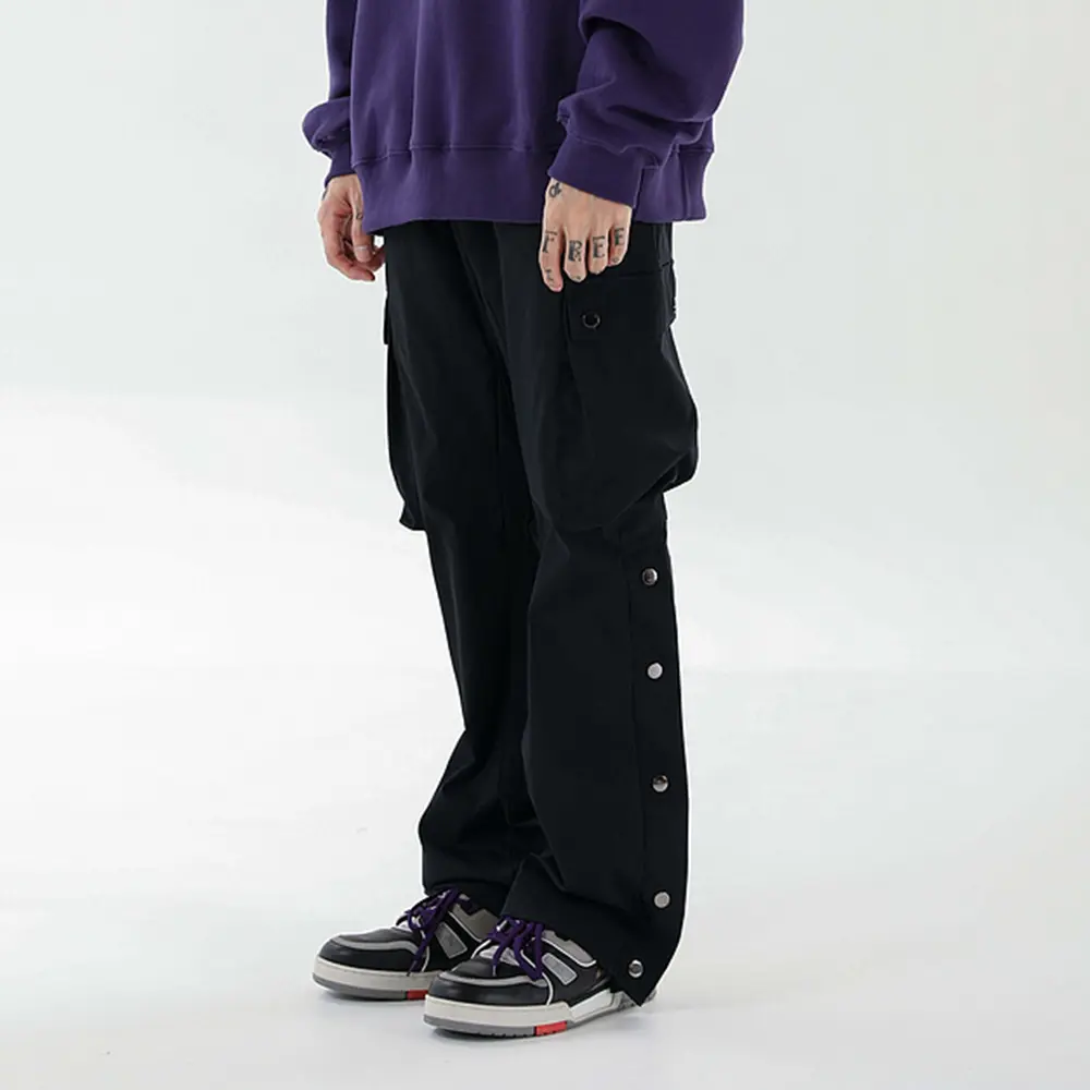 Multi-pocket flared pants