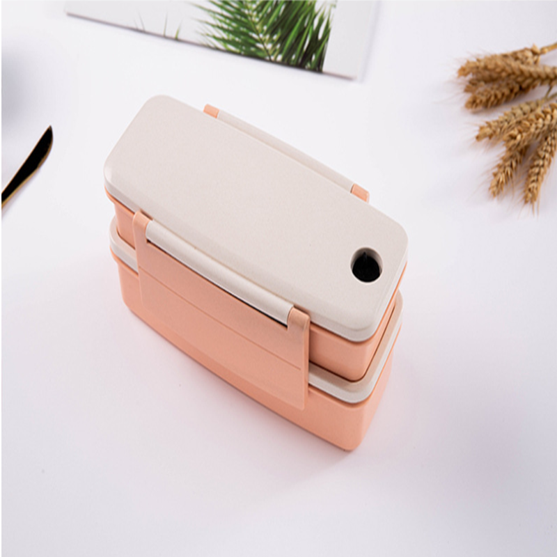 Bamboo fiber lunch box double-layered lunch box tableware set