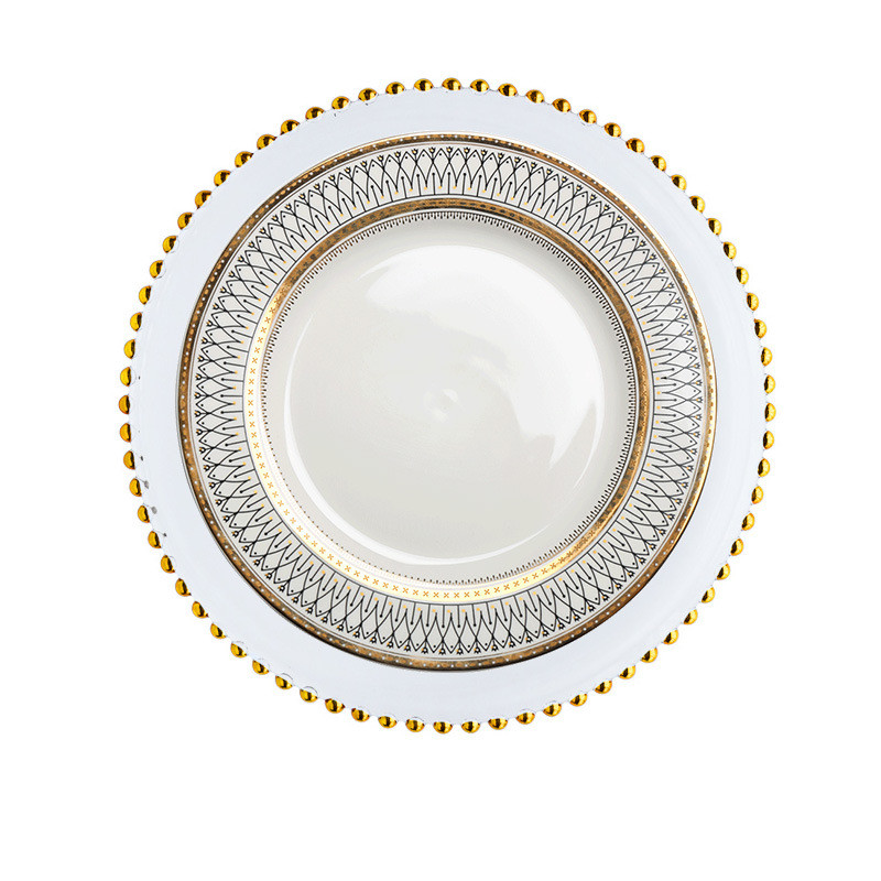 European style plate Wobble plate plate Gold plated plate Glass beads Dot plate ceramic Gold - Shop at LoveMi