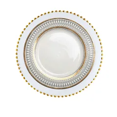 European-style plate Wobble plate plate Gold plated plate Glass beads Dot plate ceramic - Gold - View 1