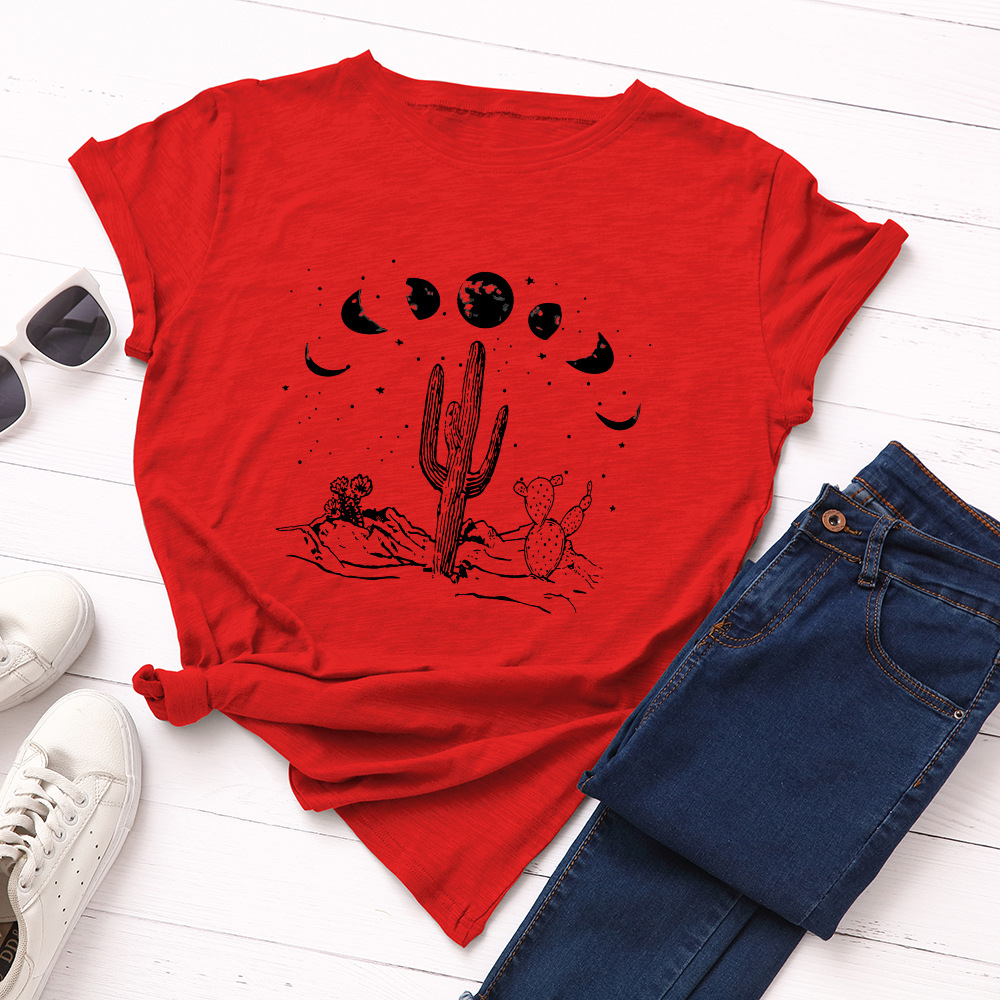 Women's loose round neck Cotton Short Sleeve T-Shirt