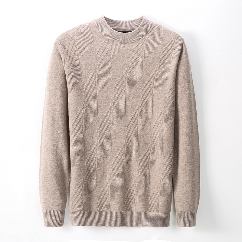 Turtleneck wool knit pullover solid color cardigan men