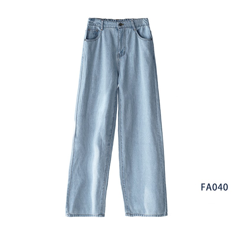 Straight loose daddy drape and thin mopping pants 040 Retro Blue - Shop at LoveMi