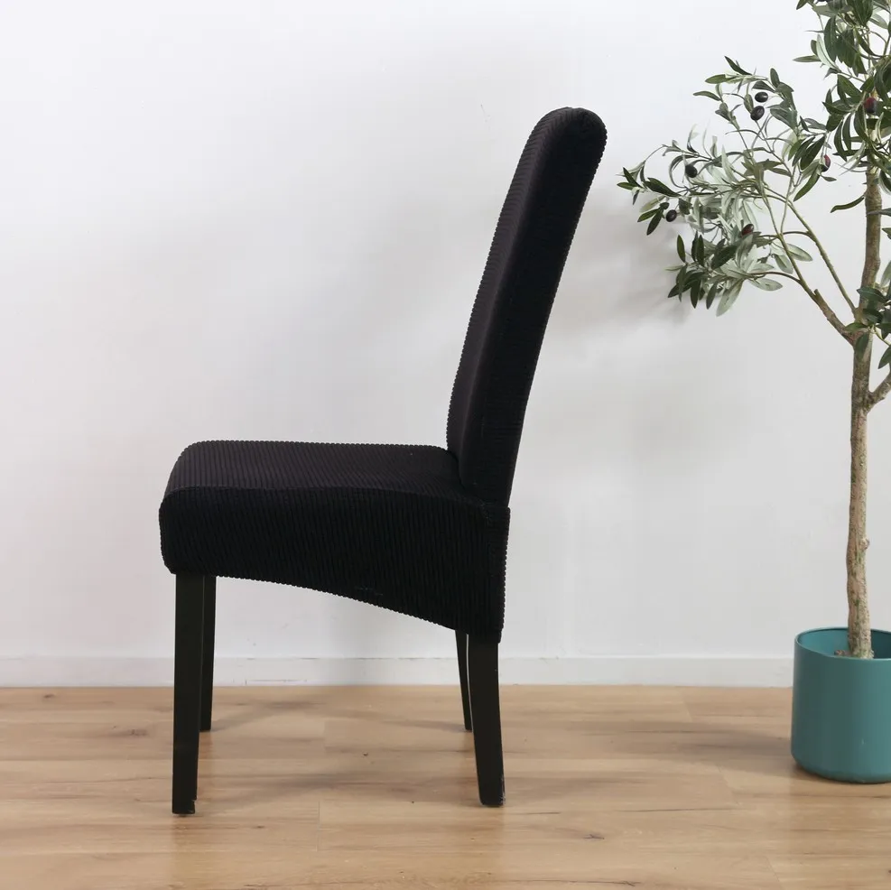 Large slanting knit padded chair cover - Black