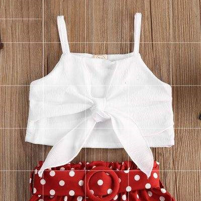 crop top  polka dot shorts suit