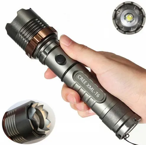 CREE t6 glare flashlight zoom rechargeable