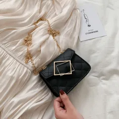 Fashion messenger small square bag - Black - View 1