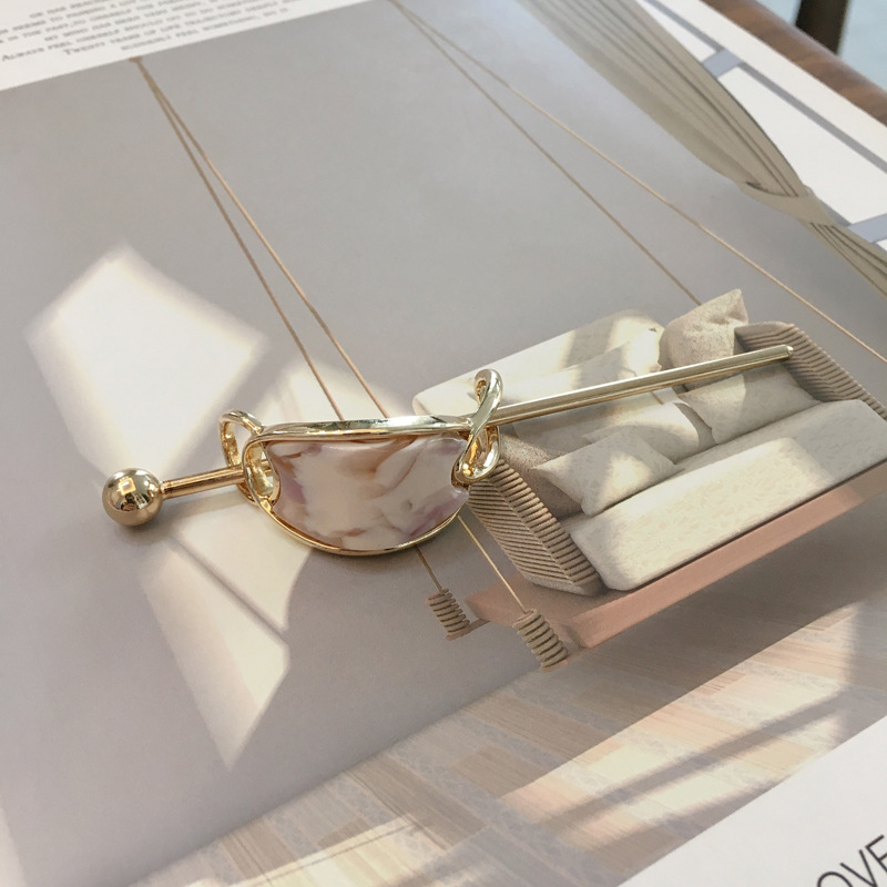 Geometric women's alloy hairpin Oval Floral Light Purple - Shop at LoveMi