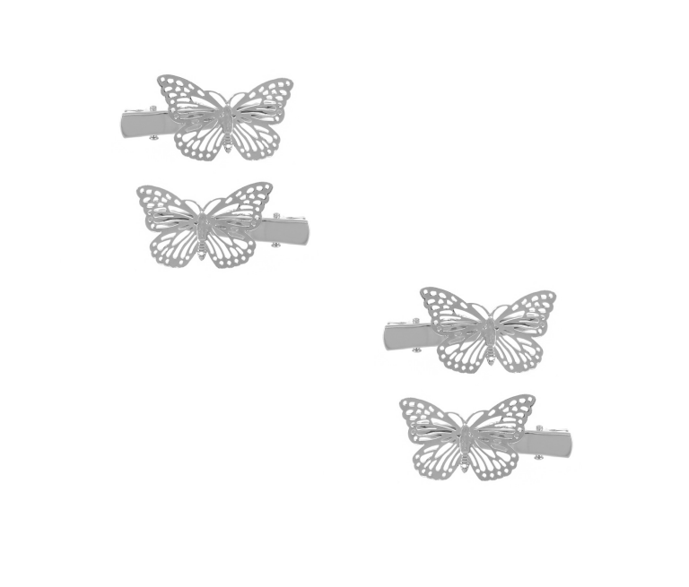 Creative new butterfly paired hairpin three dimensional Silver - Shop at LoveMi