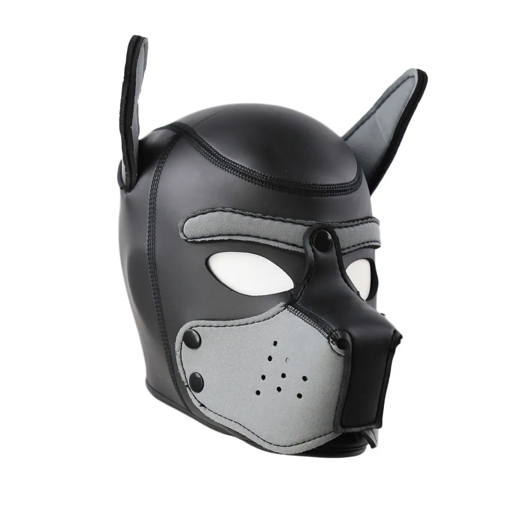 Black rubber sponge training dog headgear stage performance props - Black And Gray