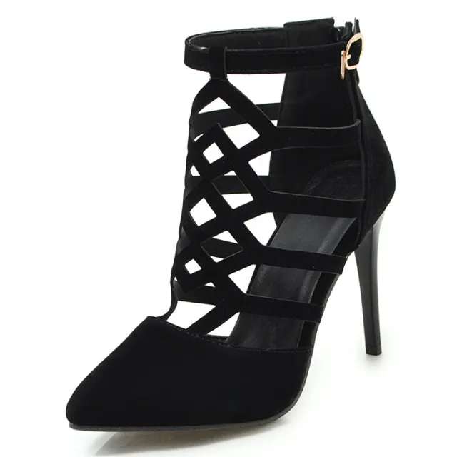 High heel cutout roman shoes Black - Shop at LoveMi