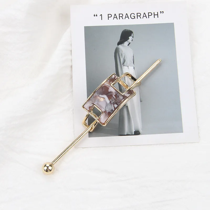Geometric women's alloy hairpin - Rectangle Grey
