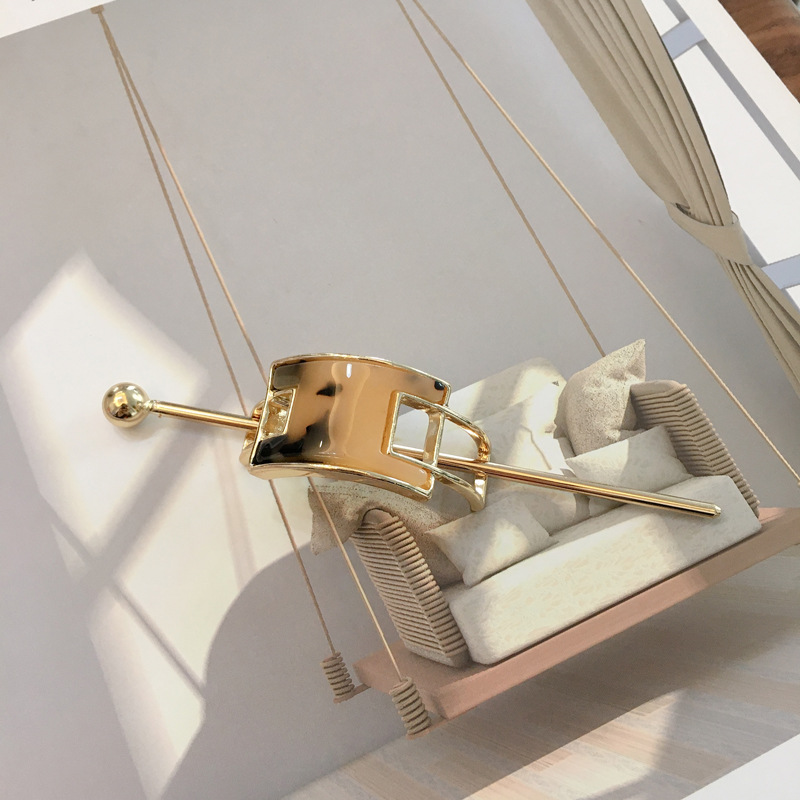 Geometric women's alloy hairpin Rectangle Rice Tortoise - Shop at LoveMi