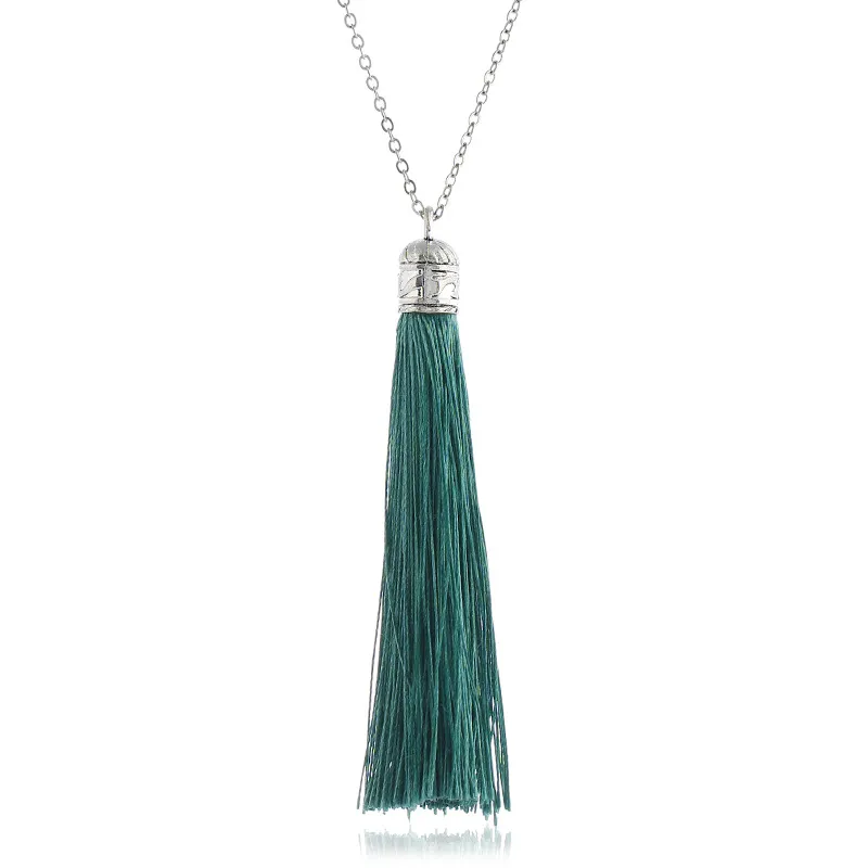 Colorful ethnic style necklace - Silver Blue Green